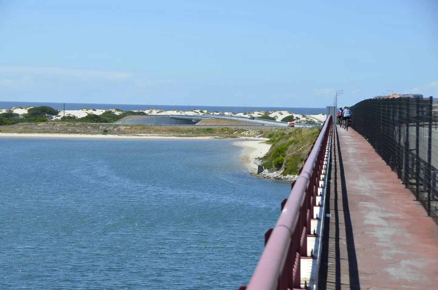 crossing the bridge in Aveiro